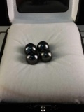 Set of 4 black tahitian 10mm pearls, beautiful!