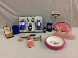 Vintage makeup sets & perfumery incl. Avco china dish, perfume bottles & more see pics and desc