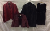 4 pc women clothing - Hinge jacket sz 1, Lauren large coat, 60's dress & a Willi Smith wool XL coat