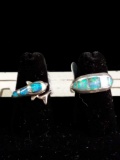 2 beautiful sterling silver and opal rings, both size 7