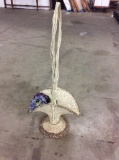 Antique Victorian era flower basket with floral side detail