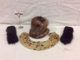 Vintage women's fur accessories incl. Mink fur hat, fur collar and cuffs/collars