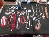 Large collection of estate necklaces, pendants, and earrings, see pics