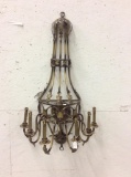 vintage brass wall hanging electric candelabra sconce - hardwired