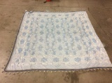 wonderful hand made French blue hand knotted end bed cover/blanket