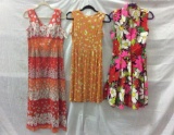 Selection of 3 vintage ladies dresses including a size 12 Maxi dress made in Hawaii