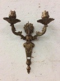 Vintage brass ornate candle holder sconce in good cond