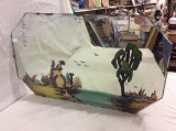 1920's English hand painted mirror w. tropical scene