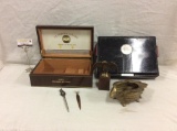 Collectible lot incl. brass seashell dish, 2 letter openers, eagle statue, beautiful La Corona box