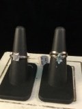 2 beautiful sterling silver rings w/ high quality gemstones