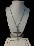 Large sterling silver cross and chain