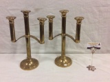 pair of art deco brass candleholders with clean lines & good cond