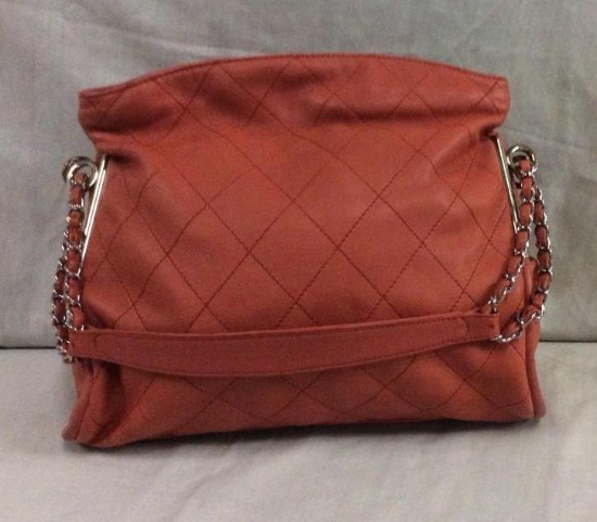 Lightly used vintage Chanel orange/pink shoulder bag w/ diamond stitching - approx $3500 value