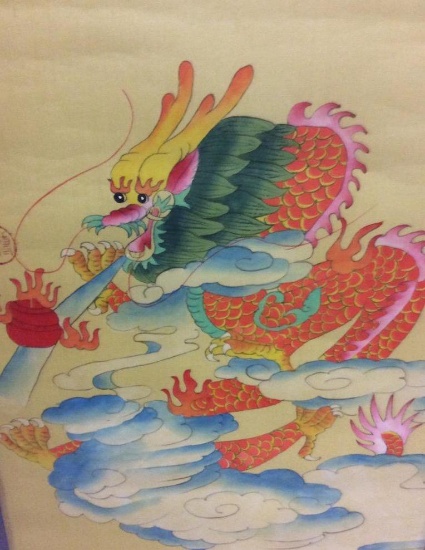 Gorgeous Chinese dragon print signed by the artist in a professional frame