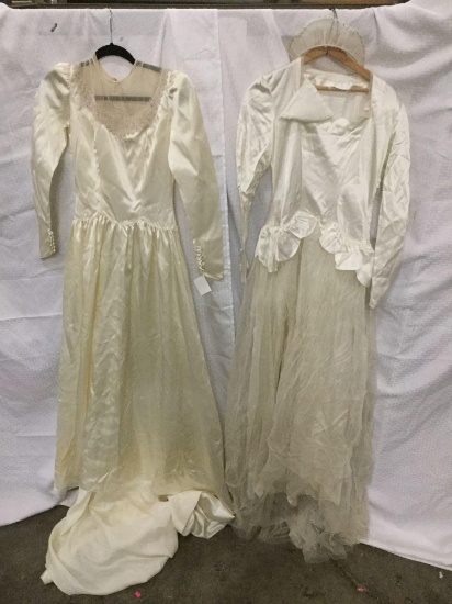 Set of two silk 1940's wedding dresses - priced at approx $300 ea. from consignment shop