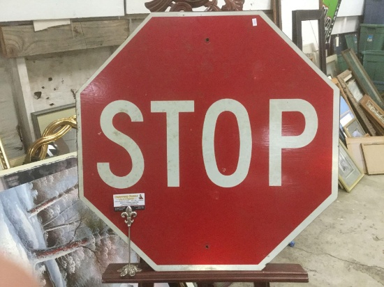 Wooden "STOP" street sign