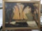 Tropical ship scene oil painting print in frame - signed Paula