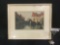 Vintage wood framed European town scene print by William Leer - signed & titled