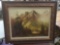 Vintage framed original mountain wilderness scene oil painting in frame signed Henne