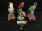 3 porcelain bird figurines by Andrea incl. cockatoo, blue headed parrot & scarlet macaw