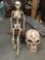 Halloween decorations - plastic skeleton and large motion activated skull w/ lights & sounds