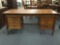 Vintage mid century wood office desk w/ sliding leaf, & 4 drawers - nice design