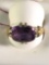 14K yellow gold and huge amethyst ring size 7.5 @ 3.5 grams