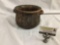 Primitive antique hand thrown clay pot w/ sparse detail