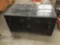 Antique black painted flat top steamer trunk