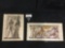 Pair of framed papyrus prints - Horus & Isis + a large battle scene prints