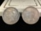 2 silver peace dollars, 1922 and 1923