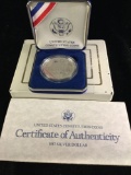 1987 U. S. Constitution silver one dollar proof w/ COA in original display case