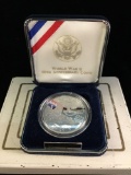 1995 U.S. mint WWII silver proof anniversary one dollar coin in original display case