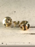 14K gold monogram pin ?GMI? w/ 2 small diamond chips @ 3.6 grams