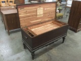 Ed Roos. co vintage deco red cedar chest w/ tray and mahogany stain