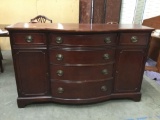 Vintage Mahogany 1940's rounded front sideboard dresser with nice pulls and dark cherry stain