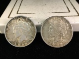 Set of 2 silver peace dollars, 1922-D and a 1923-S
