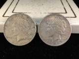 Set of 2 silver 1924 peace dollars