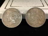 Set of 2 silver 1922 peace dollars