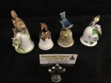 4 porcelain wildlife bells incl. Towle, Peter Brandt & Otagiri