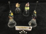 Selection of 6 glass/crystal bells incl. 2 Hofbauer bells