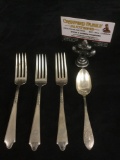 Set of 4 vintage sterling silver flatware pieces - 3 fork set & 1 spoon - 170g total