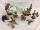 Collection of 8 Porcelain & ceramic figures incl. Hummingbird clock - makers incl. Danbury Mint