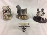 3 Homco masterpiece porcelain figurines - Squirrel, Chickadees etc