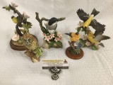 Collection of 5 porcelain bird figurines - Gorham, black capped chickadee, Goldfinch, etc