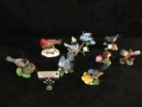 8 porcelain bird figurines - 4 Lenox & 4 Franklin Mint incl. Blue Jay, American Robin, Strawberry