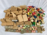 Vintage childrens toy building blocks, castle set, alphabet blocks etc
