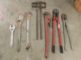 8 heavy duty hand tools incl. wrenches & cutters - Rigid 36 inch pipe wrench, Jet industrial Wrench