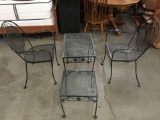4 pc matching outdoor metal patio chair and table set
