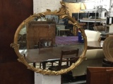 Vintage ornate gold painted wood framed mirror